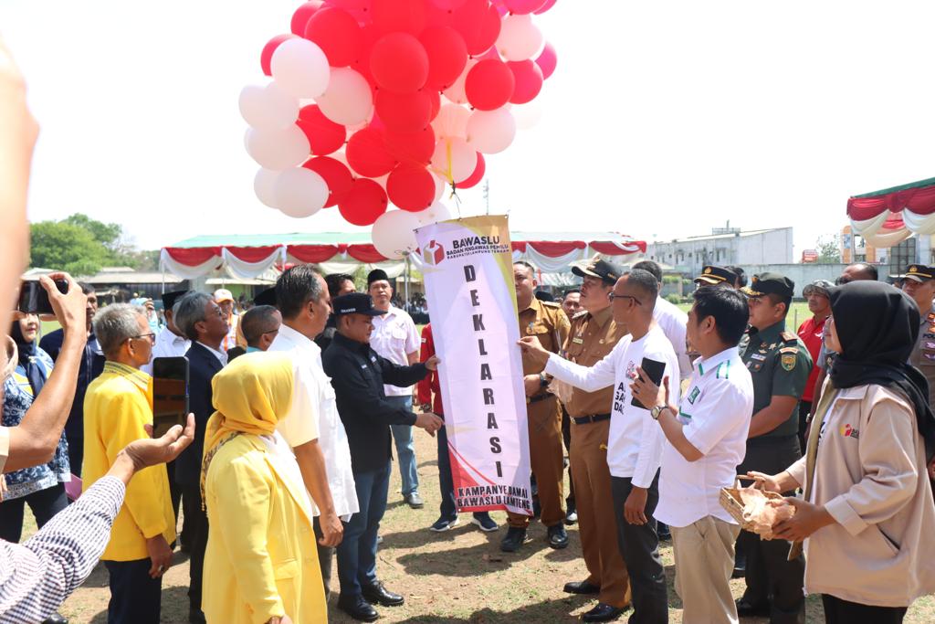 Bupati Lampung Tengah Hadiri Acara Deklarasi Kampanye Damai Pemilu 2024